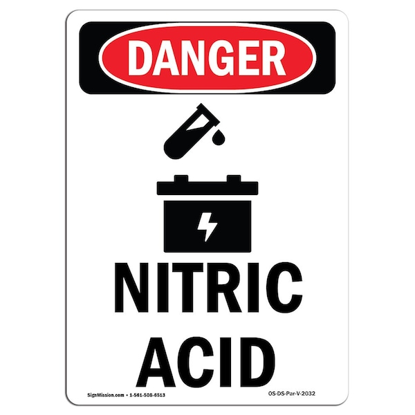 Safety Sign, OSHA Danger, 5" Height, Portrait, D-35-V-2032-10PK
